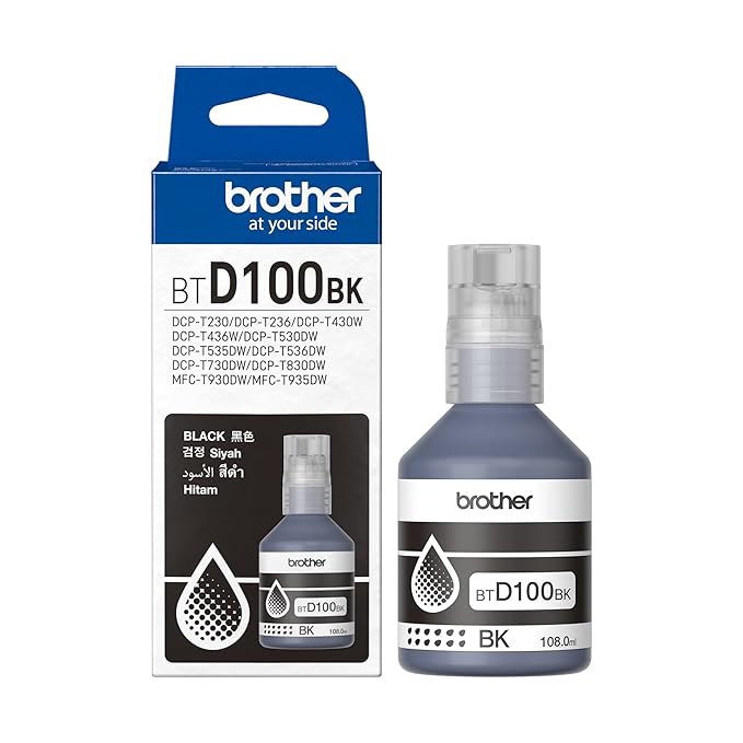 Brother BT-D-100 Black Ink Bottle | Original for Brother Ink Tank Printers