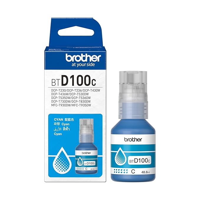 Brother BT-D-100 Cyan Ink Bottle | Original for Brother Ink Tank Printers